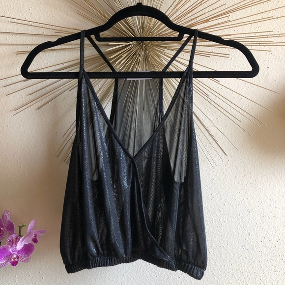 Cute Sparkly Black Cropped Top - Picture 2 of 7